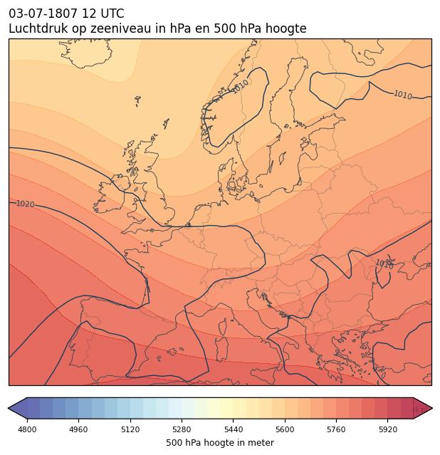 Weerkaart van 3 juli 1807 om 12 UTC