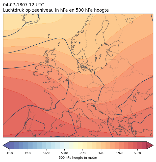 Weerkaart van 4 juli 1807 om 12 UTC