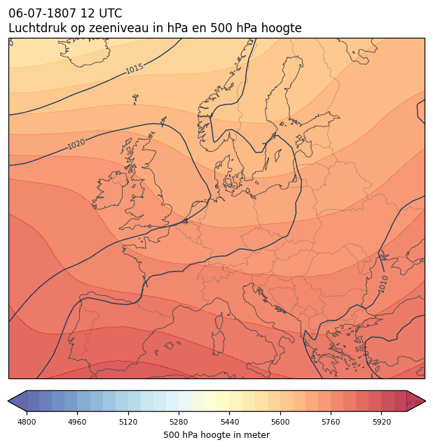 Weerkaart van 6 juli 1807 om 12 UTC