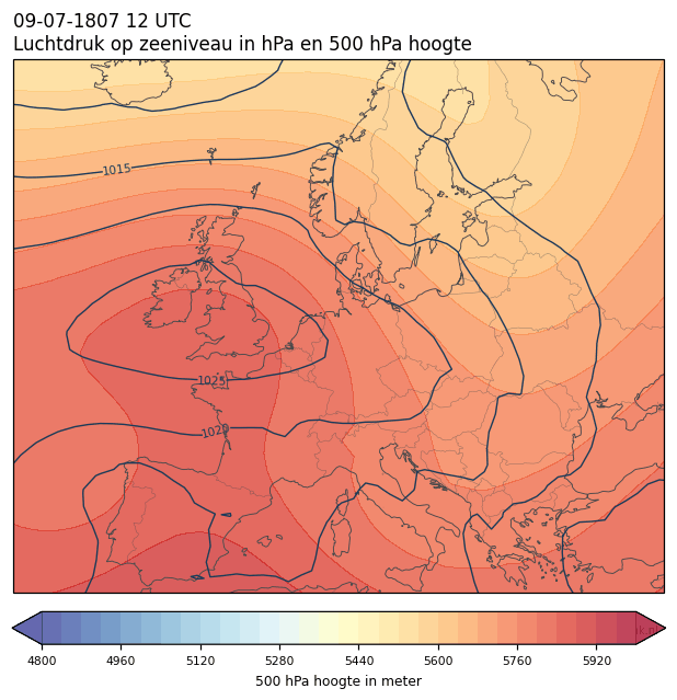 Weerkaart van 9 juli 1807 om 12 UTC