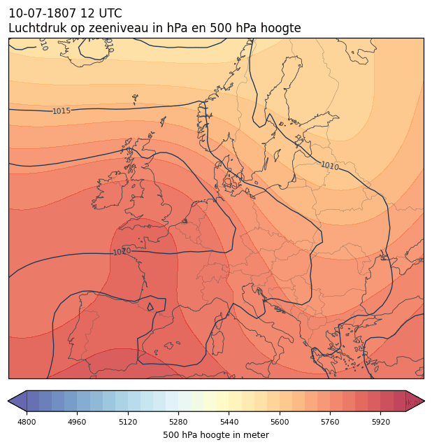 Weerkaart van 10 juli 1807 om 12 UTC