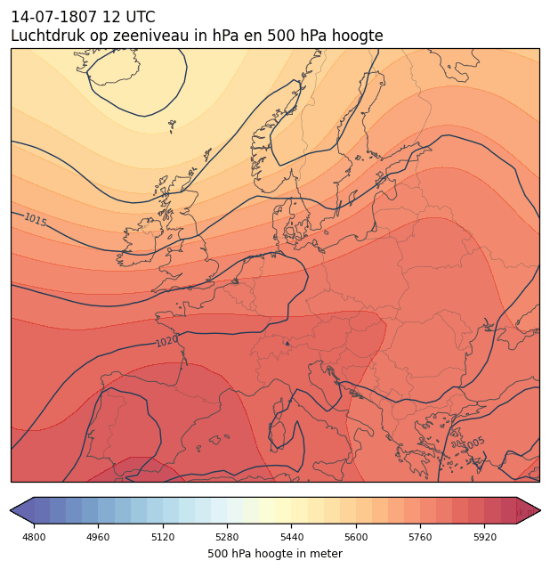 Weerkaart van 14 juli 1807 om 12 UTC