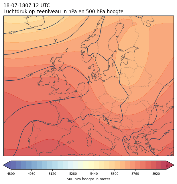Weerkaart van 18 juli 1807 om 12 UTC