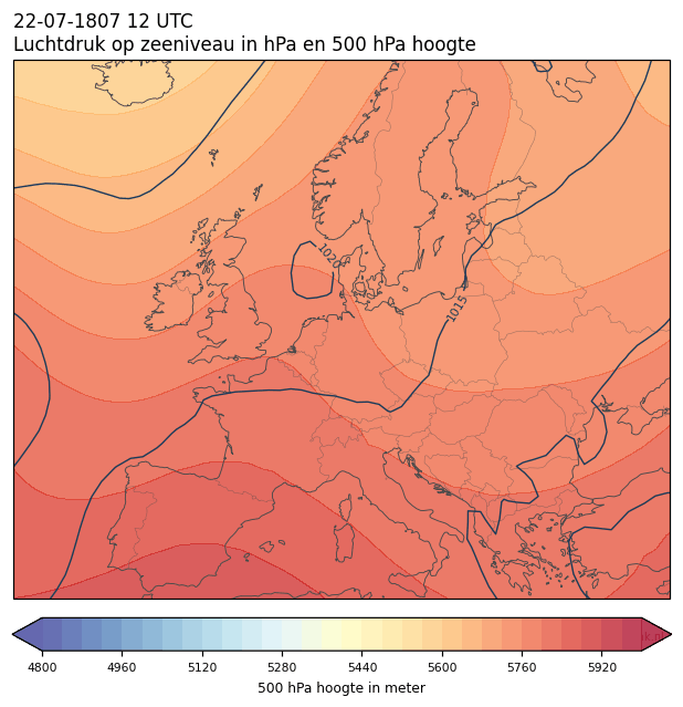 Weerkaart van 22 juli 1807 om 12 UTC