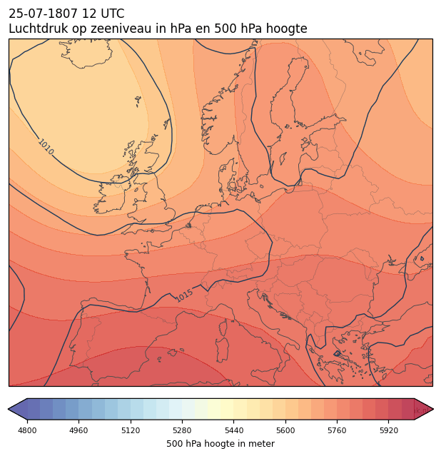Weerkaart van 25 juli 1807 om 12 UTC