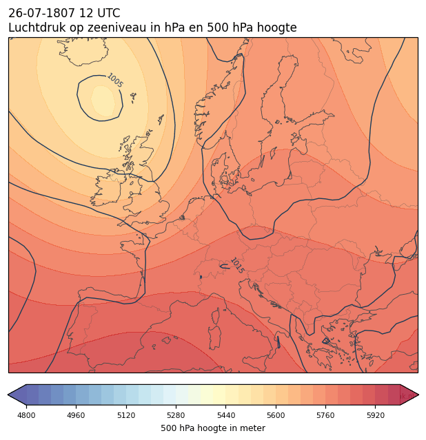 Weerkaart van 26 juli 1807 om 12 UTC
