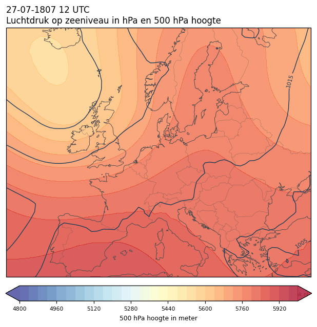 Weerkaart van 27 juli 1807 om 12 UTC