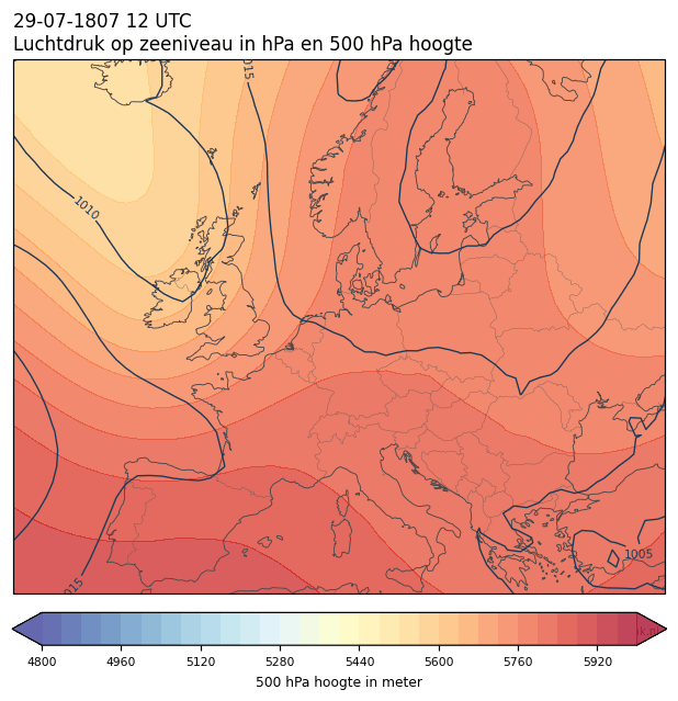 Weerkaart van 29 juli 1807 om 12 UTC
