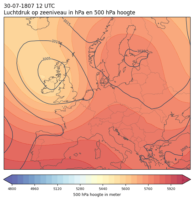 Weerkaart van 30 juli 1807 om 12 UTC