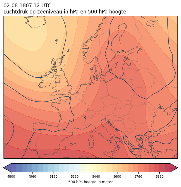 Weerkaart van 2 augustus 1807 om 12 UTC