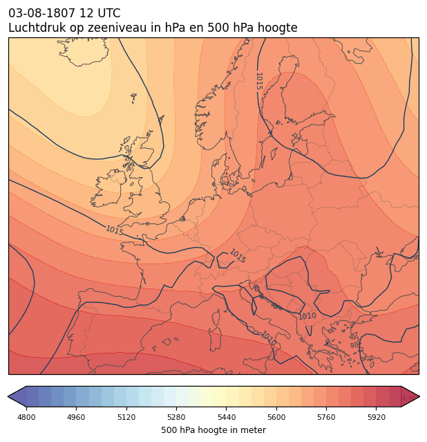 Weerkaart van 3 augustus 1807 om 12 UTC
