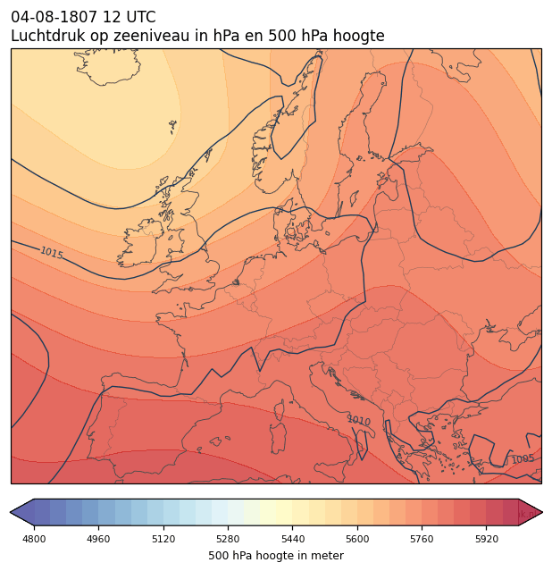 Weerkaart van 4 augustus 1807 om 12 UTC