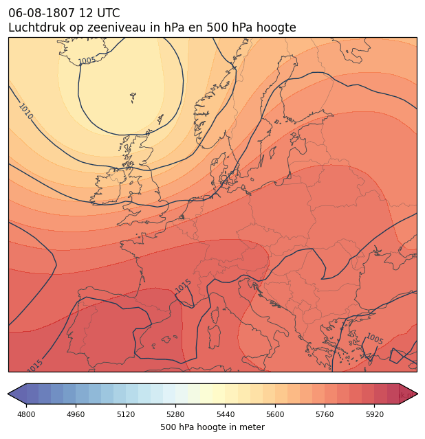 Weerkaart van 6 augustus 1807 om 12 UTC