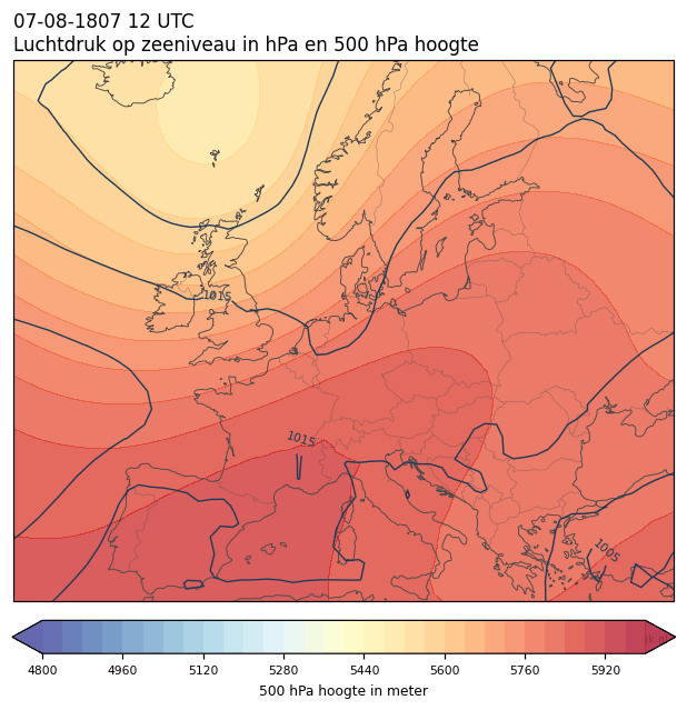 Weerkaart van 7 augustus 1807 om 12 UTC