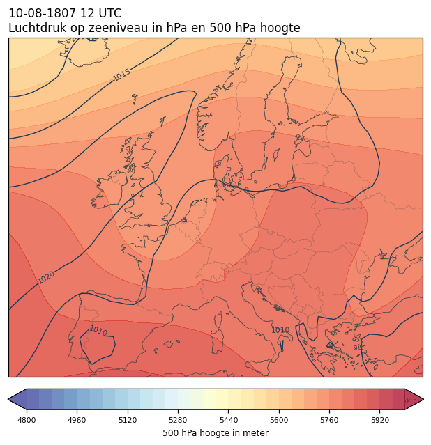 Weerkaart van 10 augustus 1807 om 12 UTC