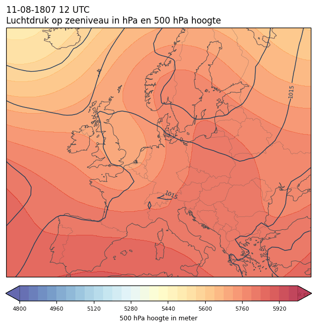 Weerkaart van 11 augustus 1807 om 12 UTC