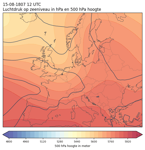 Weerkaart van 15 augustus 1807 om 12 UTC