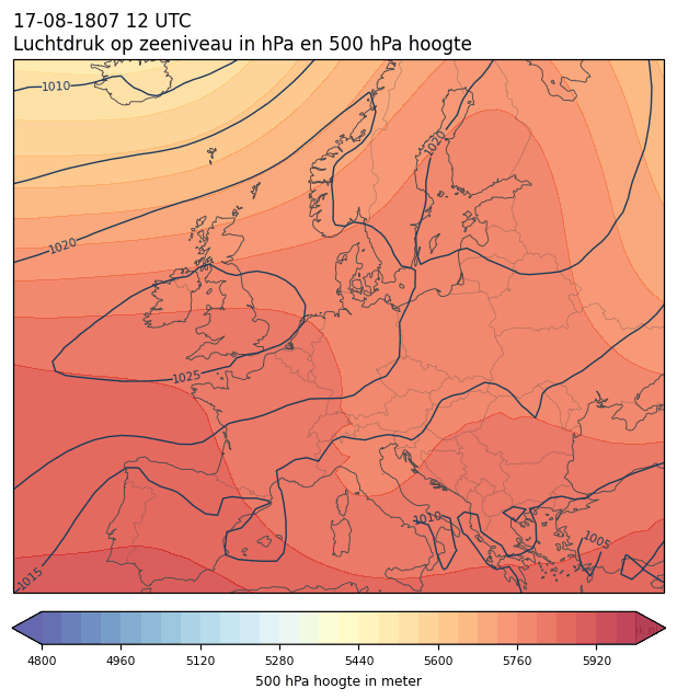 Weerkaart van 17 augustus 1807 om 12 UTC