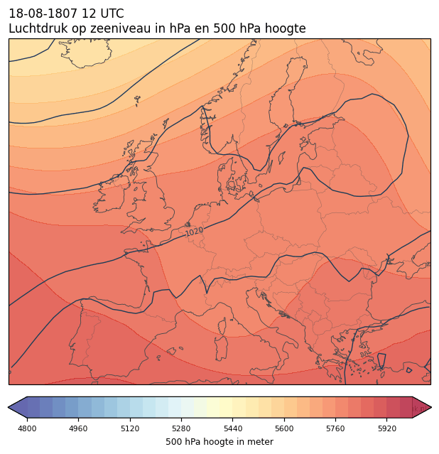 Weerkaart van 18 augustus 1807 om 12 UTC
