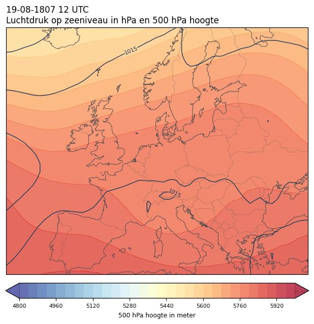 Weerkaart van 19 augustus 1807 om 12 UTC