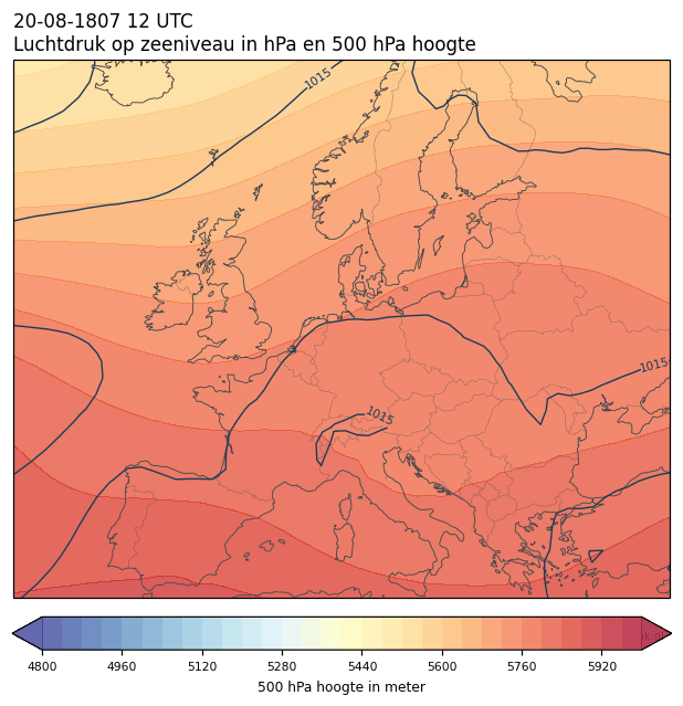 Weerkaart van 20 augustus 1807 om 12 UTC