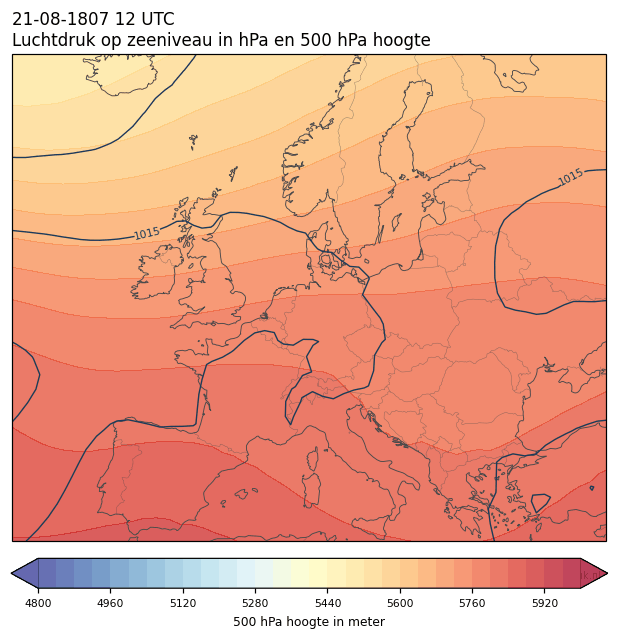 Weerkaart van 21 augustus 1807 om 12 UTC