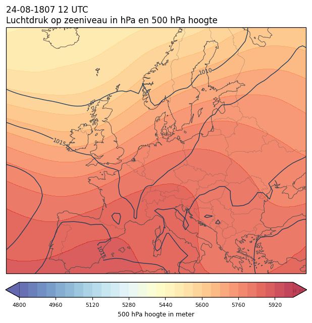 Weerkaart van 24 augustus 1807 om 12 UTC