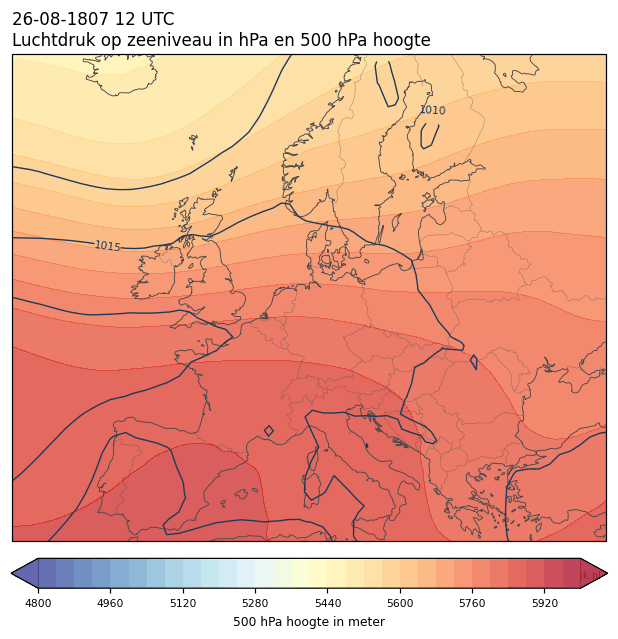 Weerkaart van 26 augustus 1807 om 12 UTC
