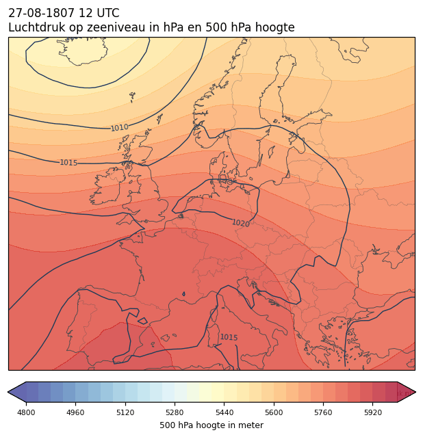 Weerkaart van 27 augustus 1807 om 12 UTC