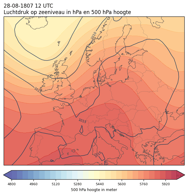 Weerkaart van 28 augustus 1807 om 12 UTC