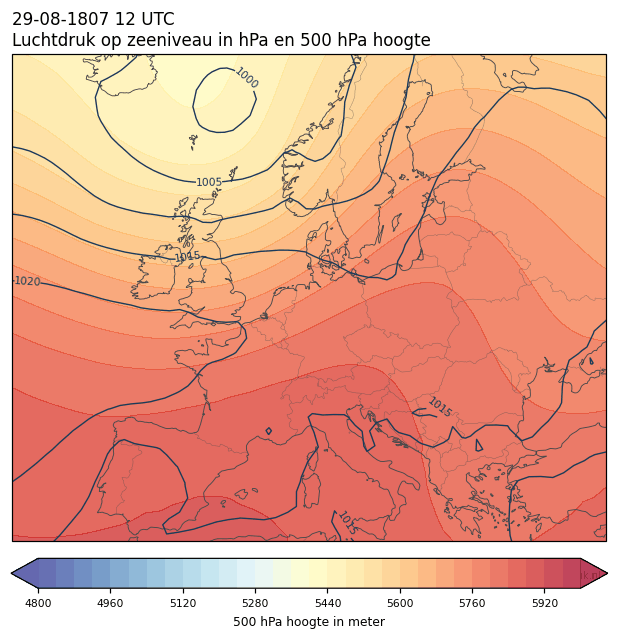 Weerkaart van 29 augustus 1807 om 12 UTC