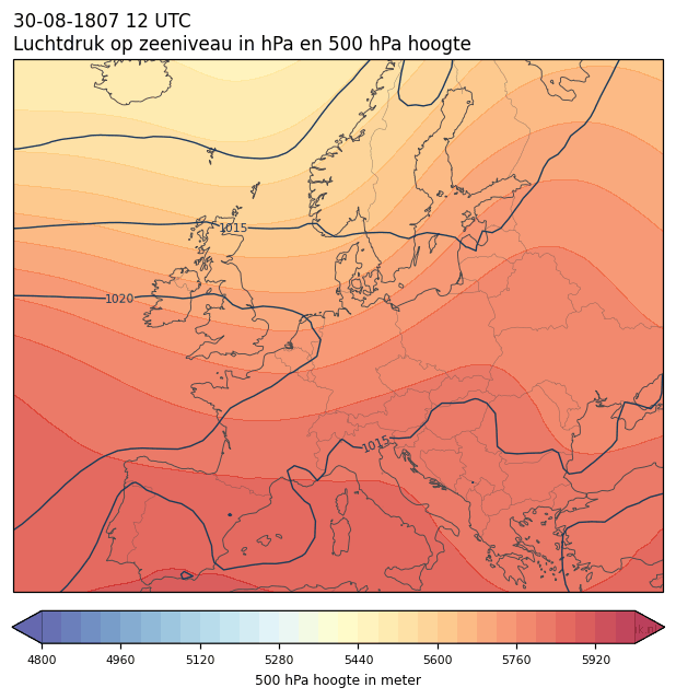 Weerkaart van 30 augustus 1807 om 12 UTC