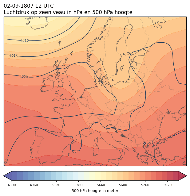 Weerkaart van 2 september 1807 om 12 UTC