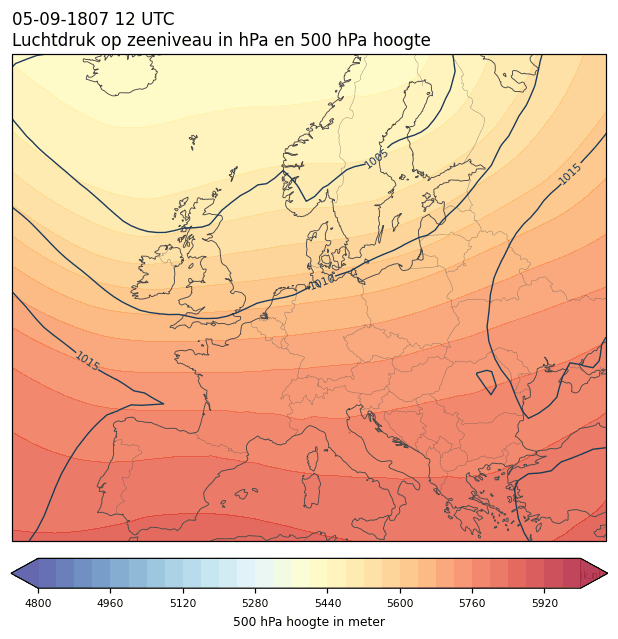 Weerkaart van 5 september 1807 om 12 UTC
