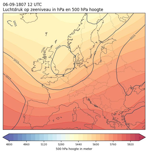 Weerkaart van 6 september 1807 om 12 UTC