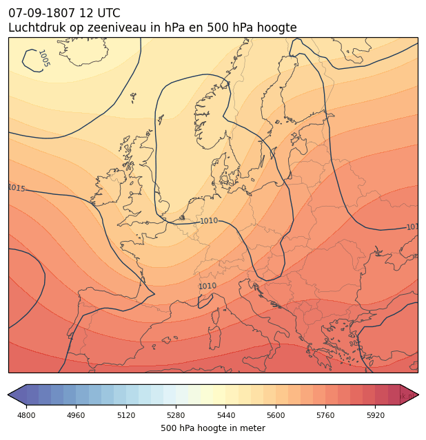 Weerkaart van 7 september 1807 om 12 UTC