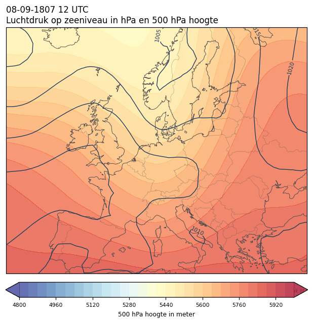 Weerkaart van 8 september 1807 om 12 UTC