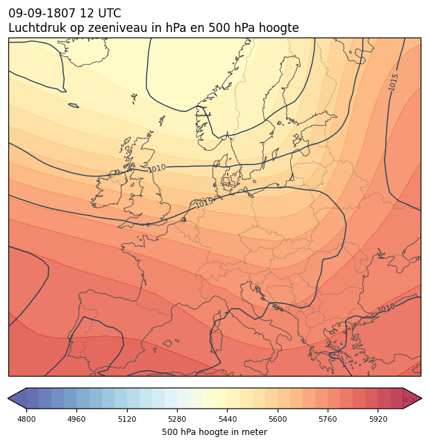Weerkaart van 9 september 1807 om 12 UTC