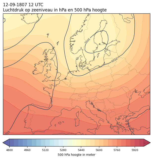 Weerkaart van 12 september 1807 om 12 UTC