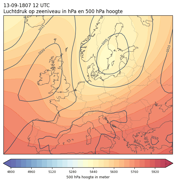 Weerkaart van 13 september 1807 om 12 UTC