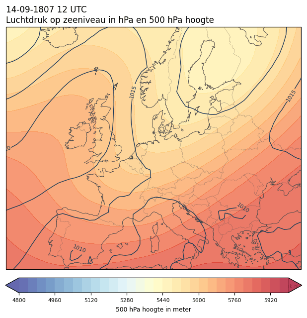 Weerkaart van 14 september 1807 om 12 UTC