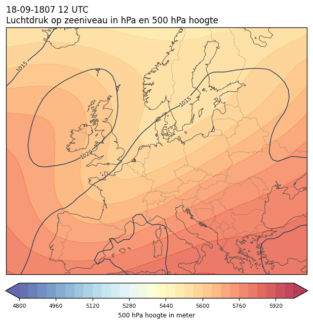 Weerkaart van 18 september 1807 om 12 UTC