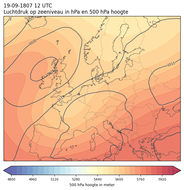 Weerkaart van 19 september 1807 om 12 UTC
