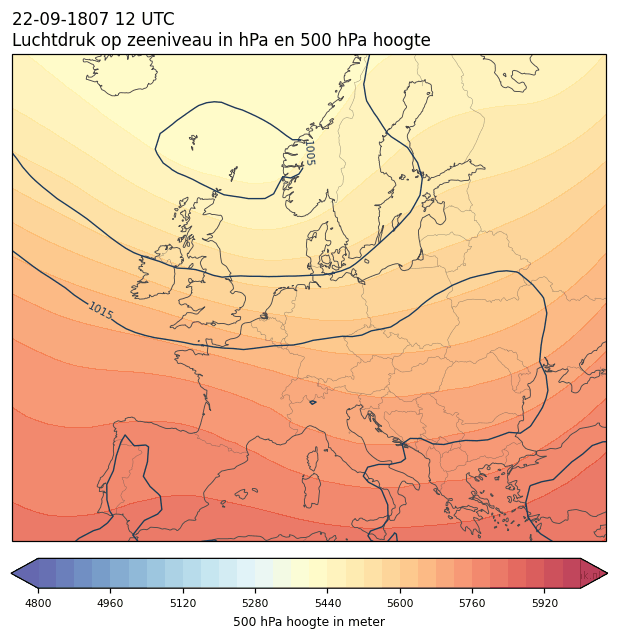 Weerkaart van 22 september 1807 om 12 UTC