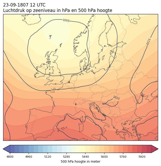 Weerkaart van 23 september 1807 om 12 UTC