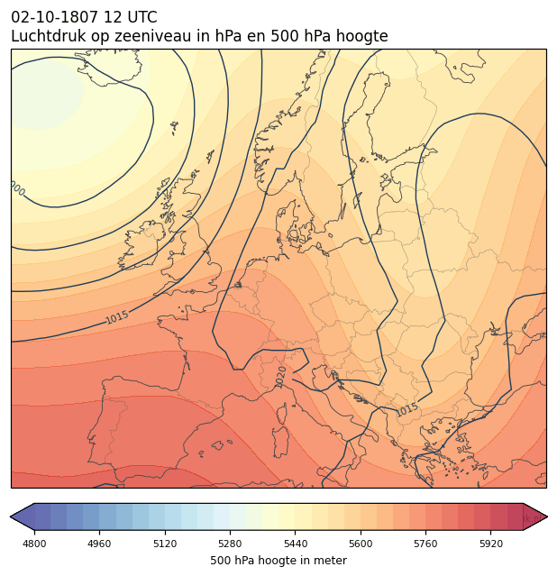 Weerkaart van 2 oktober 1807 om 12 UTC