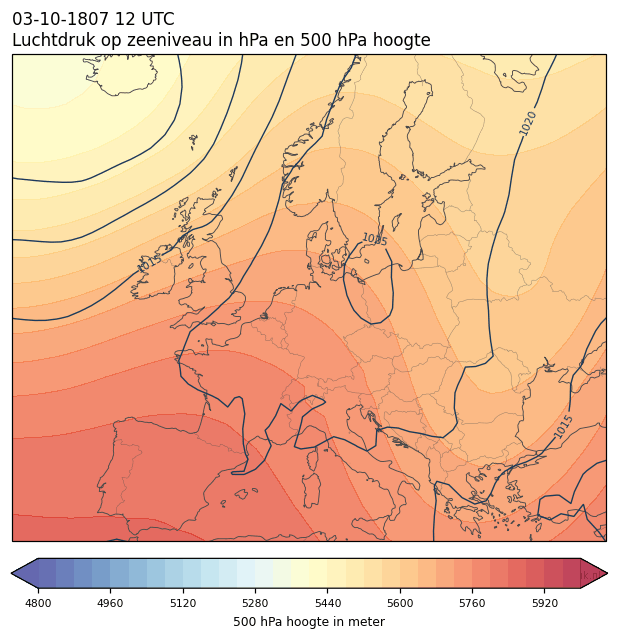 Weerkaart van 3 oktober 1807 om 12 UTC