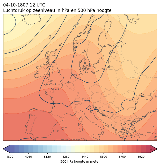 Weerkaart van 4 oktober 1807 om 12 UTC