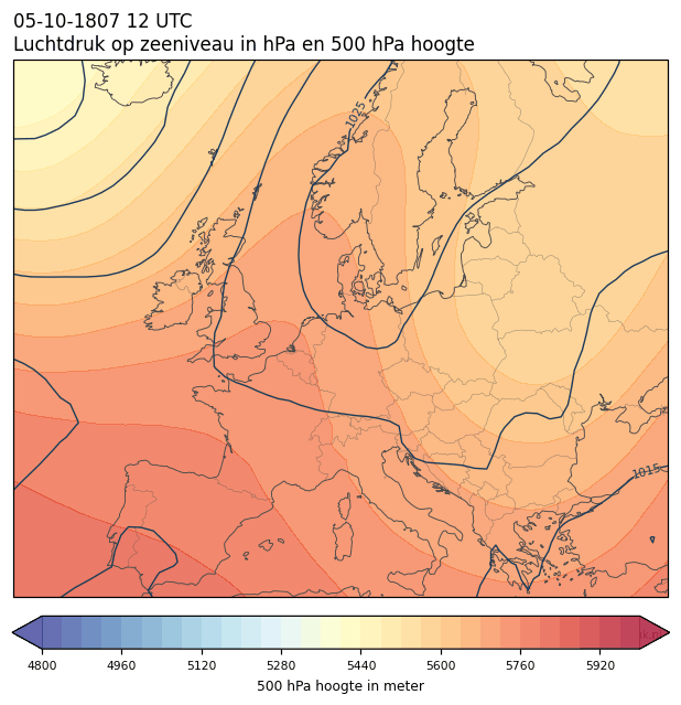 Weerkaart van 5 oktober 1807 om 12 UTC