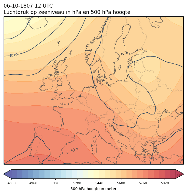 Weerkaart van 6 oktober 1807 om 12 UTC